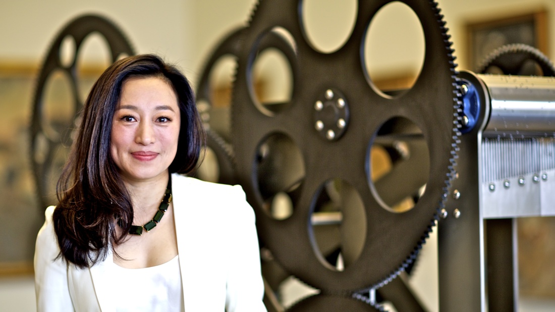 Artist Ai Jing in front of sound installation "To Da Vinci"