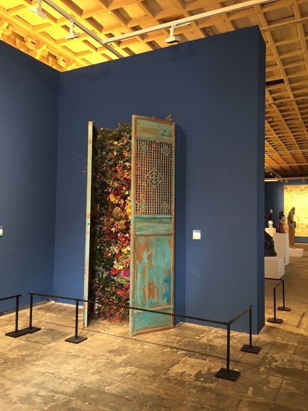 Flowers Behind Every Door #3, 2012 Qing Dynasty antic wood door, Flowers 296 x 137 cm