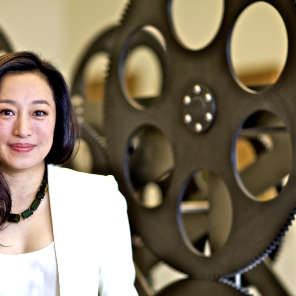 Artist Ai Jing in front of sound installation "To Da Vinci"
