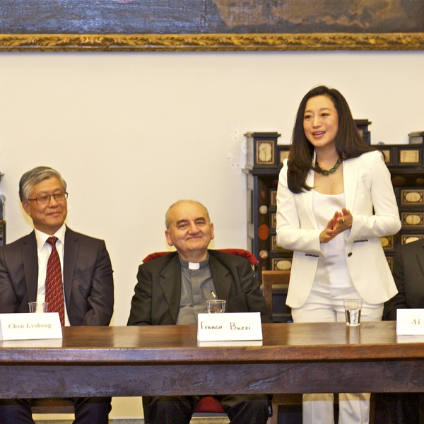 Artist Ai Jing, exhibition DIALOGUES press conference at Veneranda Biblioteca Ambrosiana Museum
